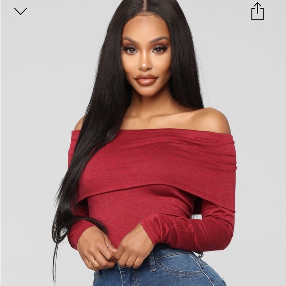 Fashion Nova Tops - Fashion Nova - Victoria Long Sleeve Top in Cherry